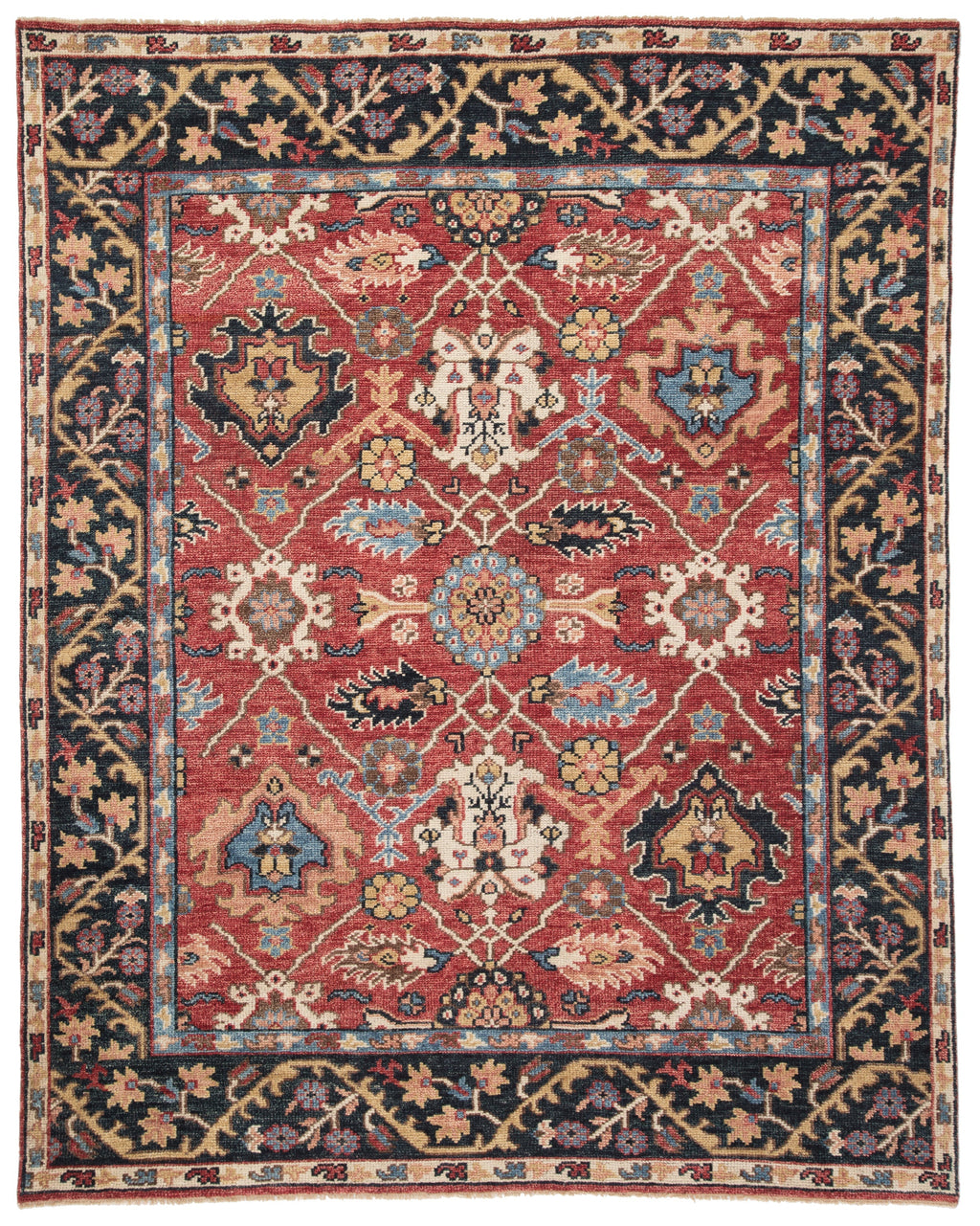 Aika Hand-Knotted Medallion Red & Multicolor Area Rug