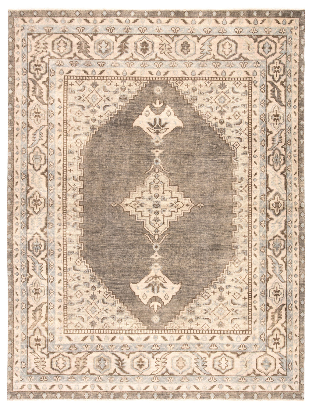 Farwell Hand-Knotted Medallion Blue & Ivory Area Rug