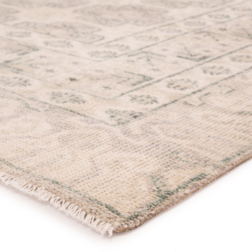 Stage Hand-Knotted Border Ivory & Green Area Rug