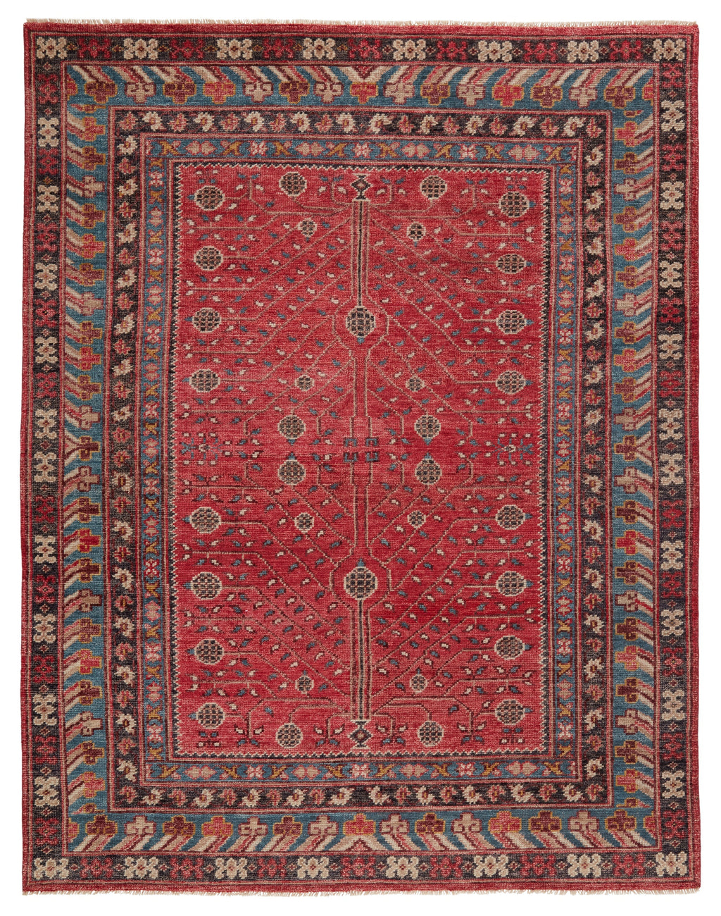 Donte Hand-Knotted Oriental Red & Blue Rug by Jaipur Living