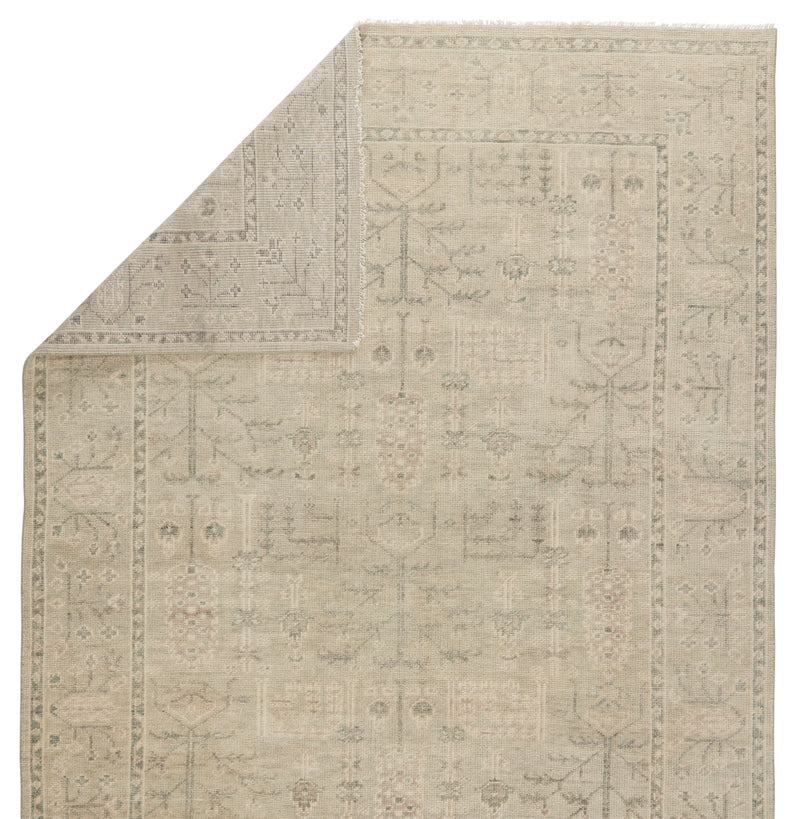 Ginerva Hand-Knotted Oriental Cream & Green Rug by Jaipur Living