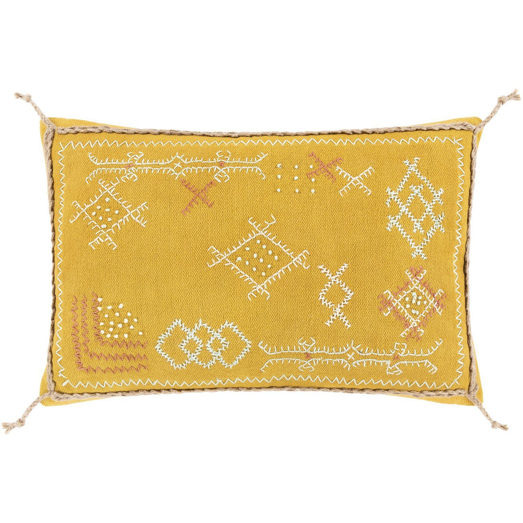 Sambramba SMB-002 Woven Lumbar Pillow in Mustard & White by Surya