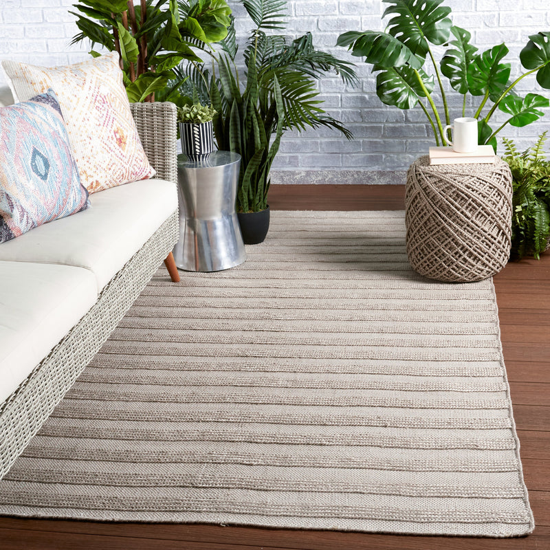 Miradero Indoor/Outdoor Striped Light Grey Rug