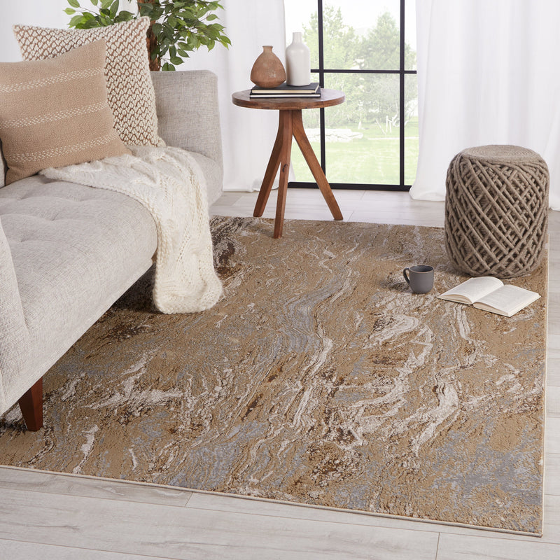 Druzy Abstract Gold & Gray Area Rug