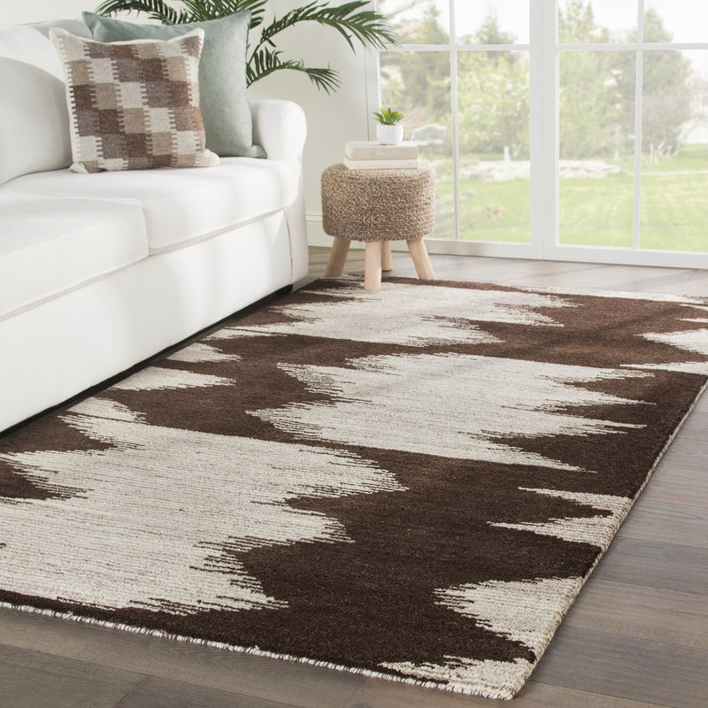 Sono Ozark Hand Knotted Dark Brown & Ivory Rug 5