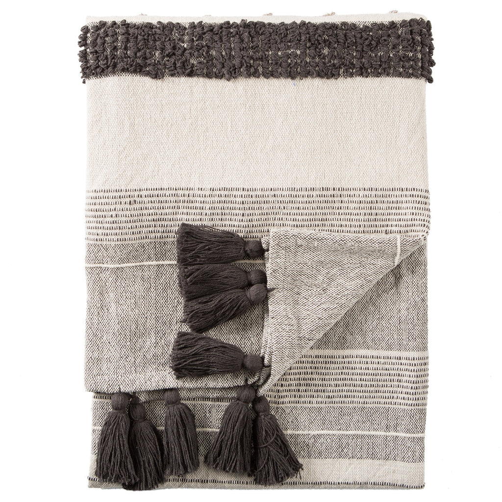 Sur Striped Gray & Ivory Throw