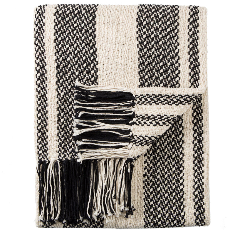 Notre Striped Black & White Throw