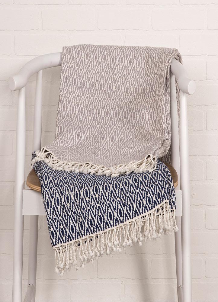 Alithea Blue & White Geometric Throw