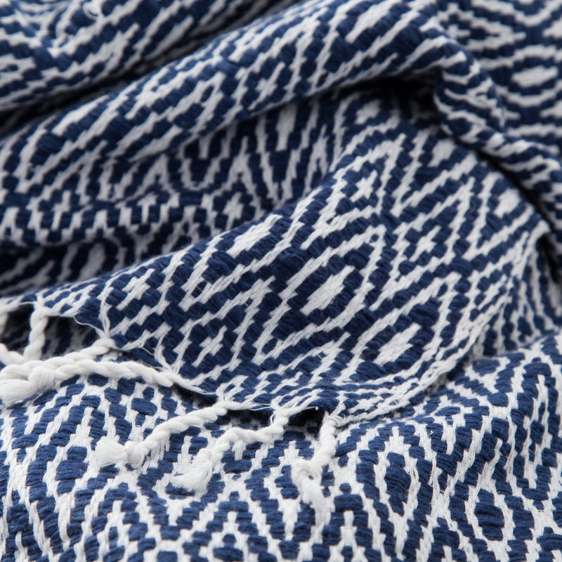 Alithea Blue & White Geometric Throw