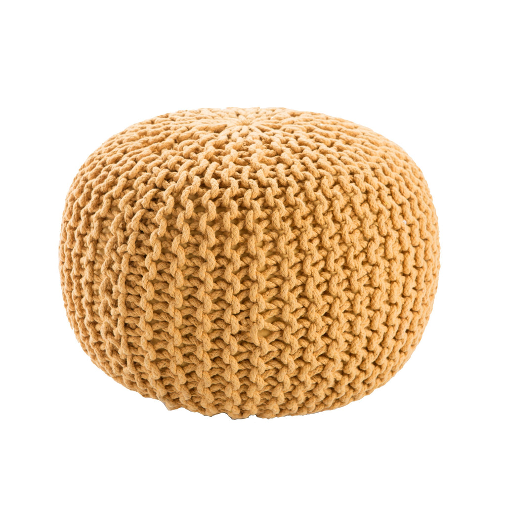 Visby Yellow Textured Round Pouf