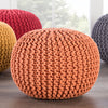 Visby Orange Textured Round Pouf