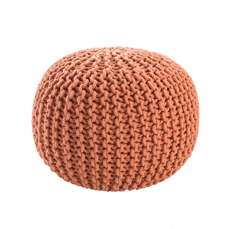 Visby Orange Textured Round Pouf