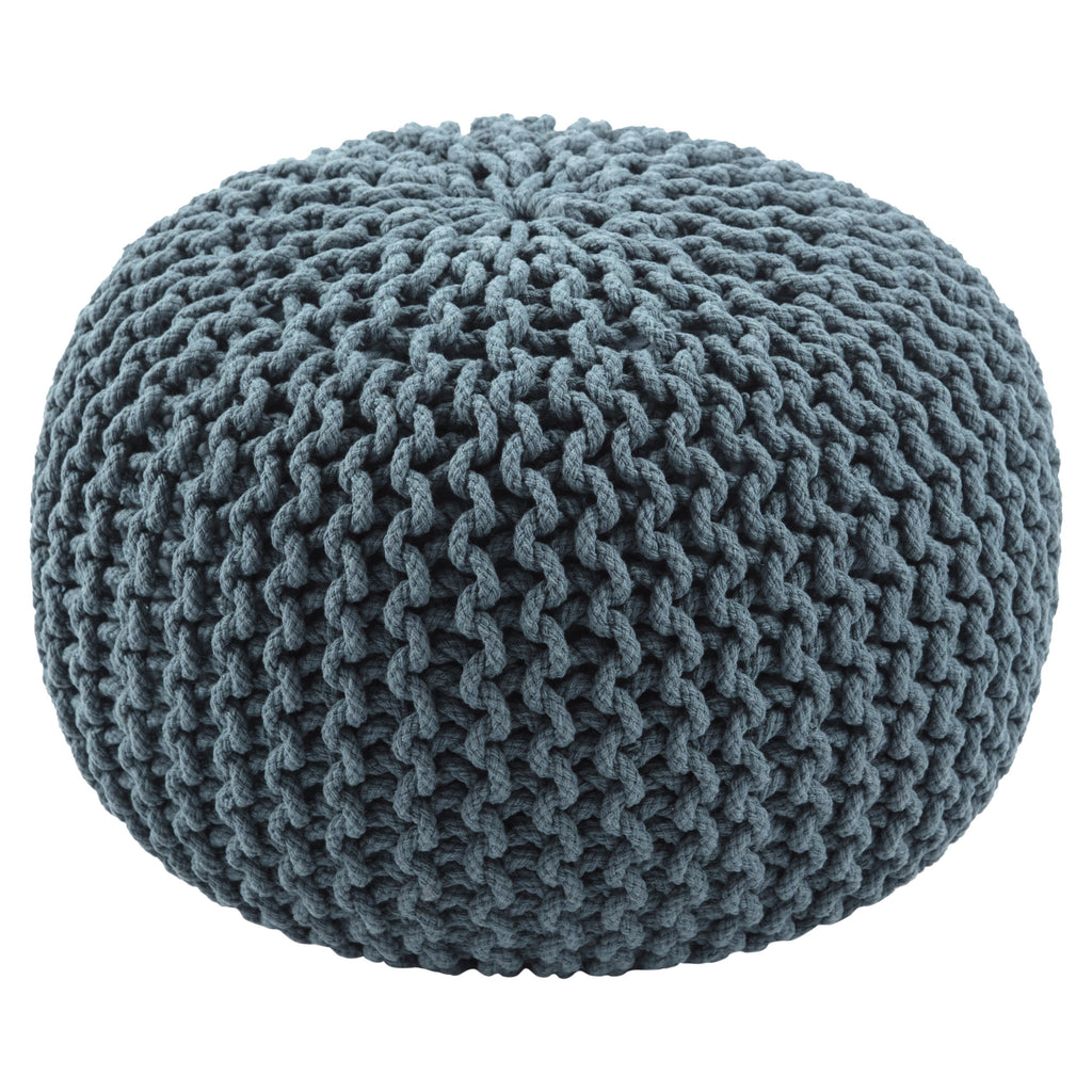 Visby Teal Textured Round Pouf