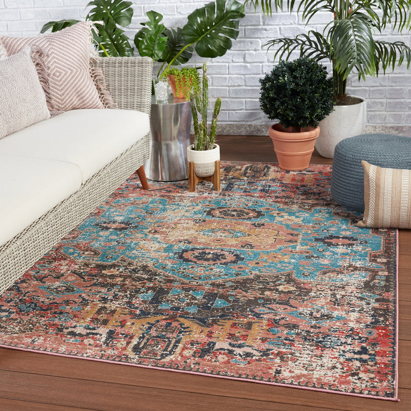 Swoon Presia Indoor/Outdoor Red & Teal Rug 6