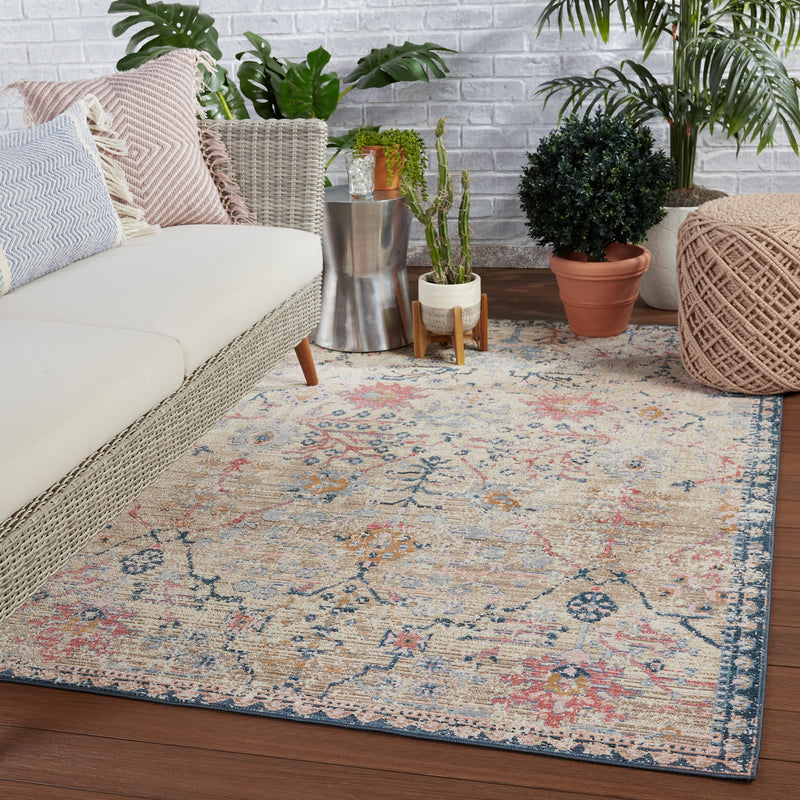 Swoon Elva Indoor/Outdoor Tan & Blue Rug 6