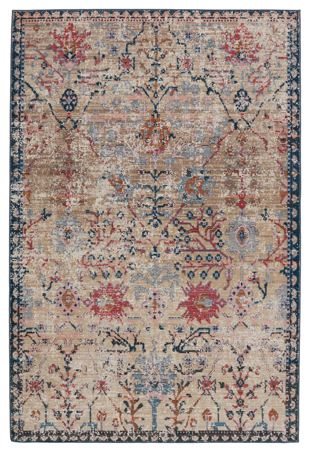 Swoon Elva Indoor/Outdoor Tan & Blue Rug 1