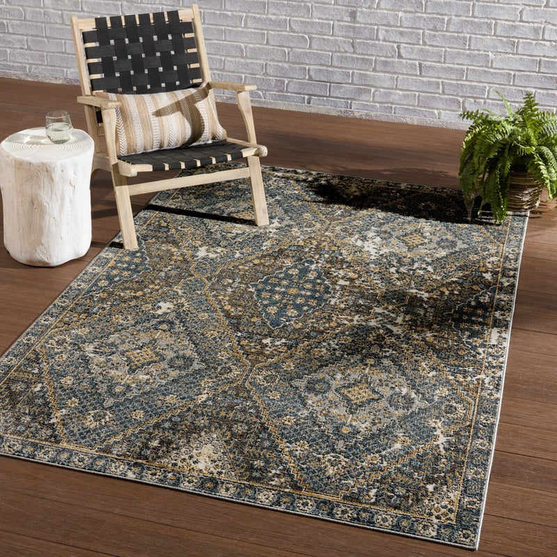 Swoon Indoor/ Outdoor Julia Blue & Gold Rug 5