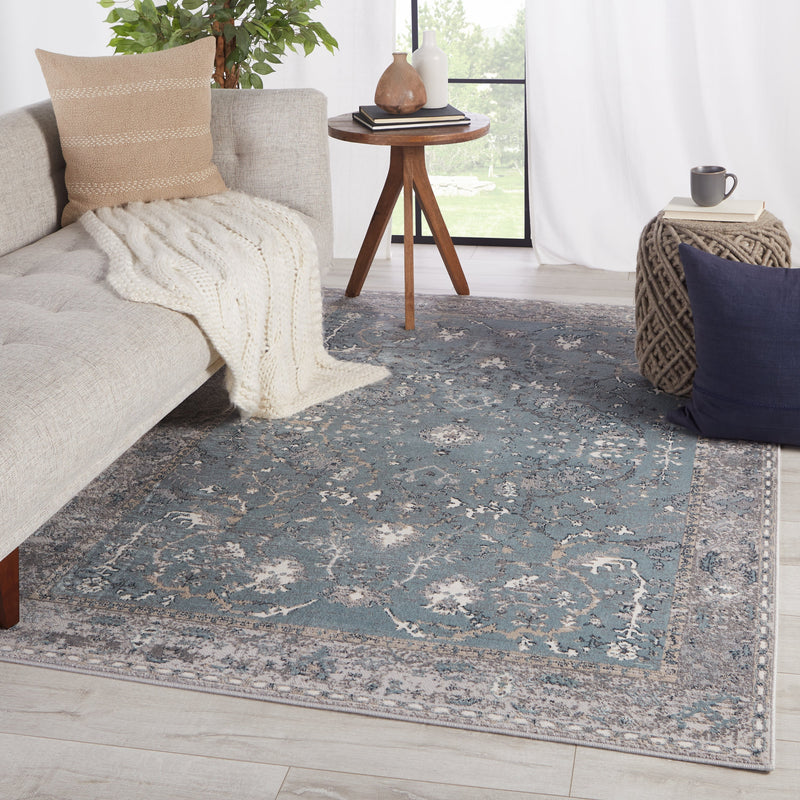 Yule Oriental Rug in Blue & Gray