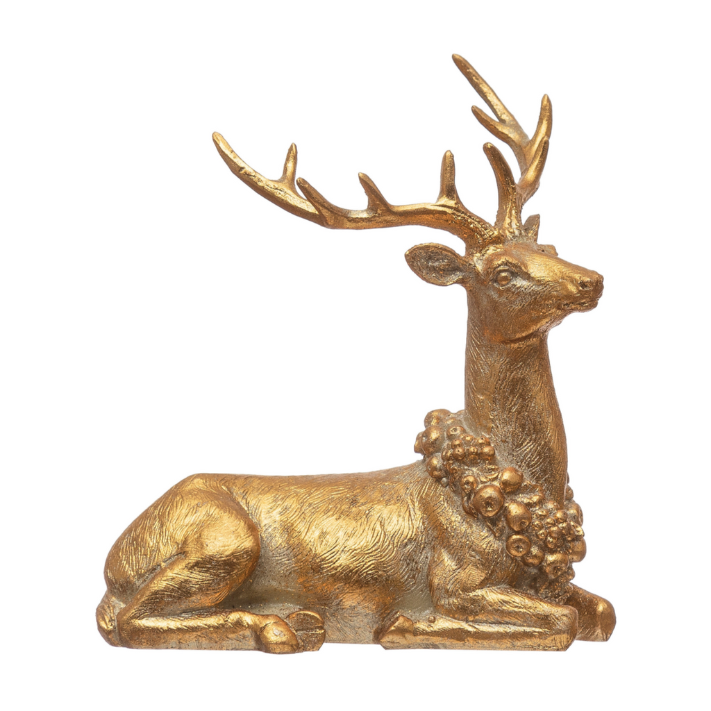 Sitting Deer with Wreath