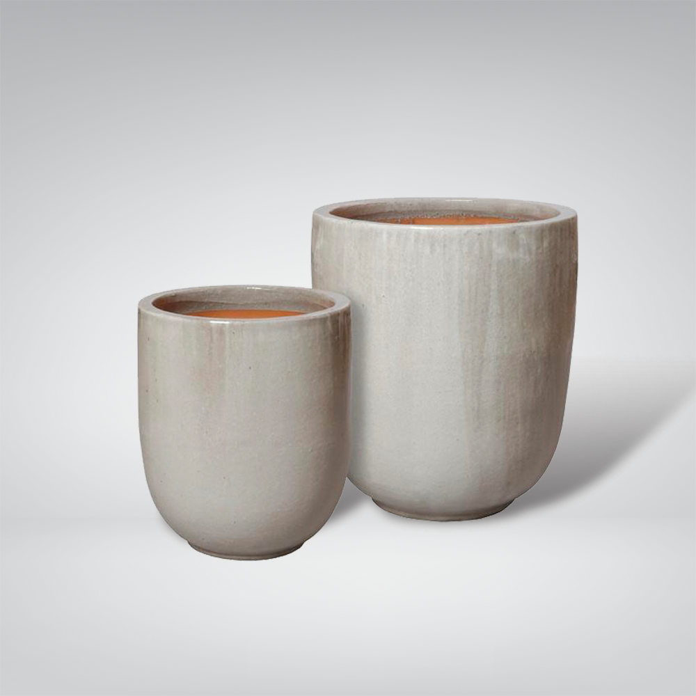 Set of Two Large Round Pots in Grey