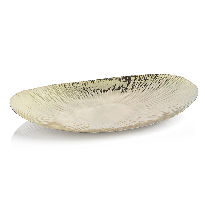 Shiny Rippled Oval Gold Tray in Various Sizes