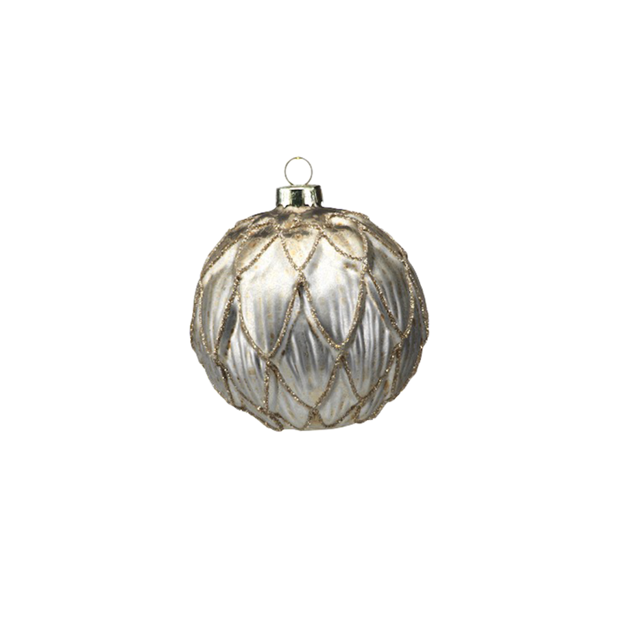 Silver Artichoke Christmas Ball Ornament