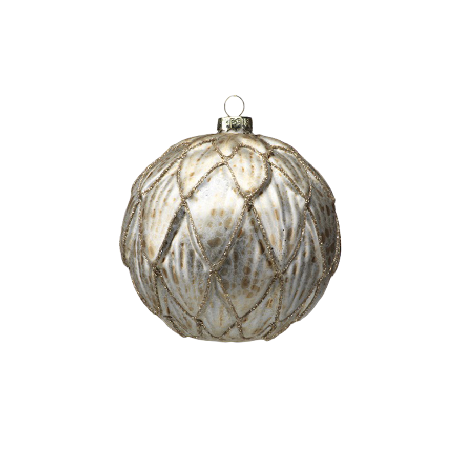 Silver Artichoke Christmas Ball Ornament