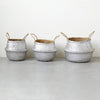 Silver Seagrass Collapsible Baskets - Set of 3