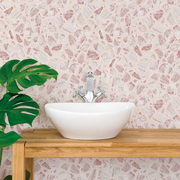 Speckled Terrazzo Removable Wallpaper in Rose