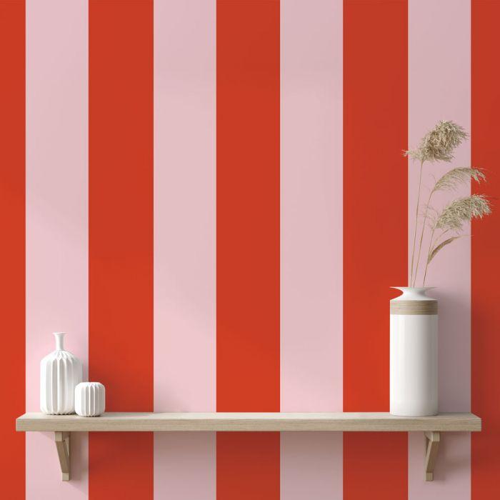 Stripe Removable Wallpaper in Playhouse Pink