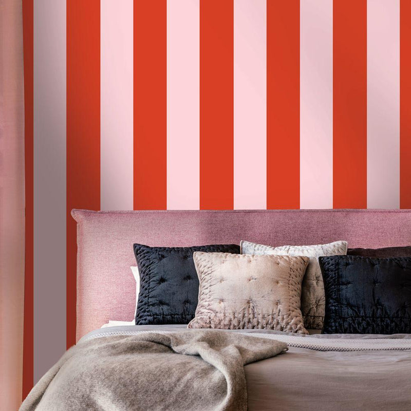 Stripe Removable Wallpaper in Playhouse Pink