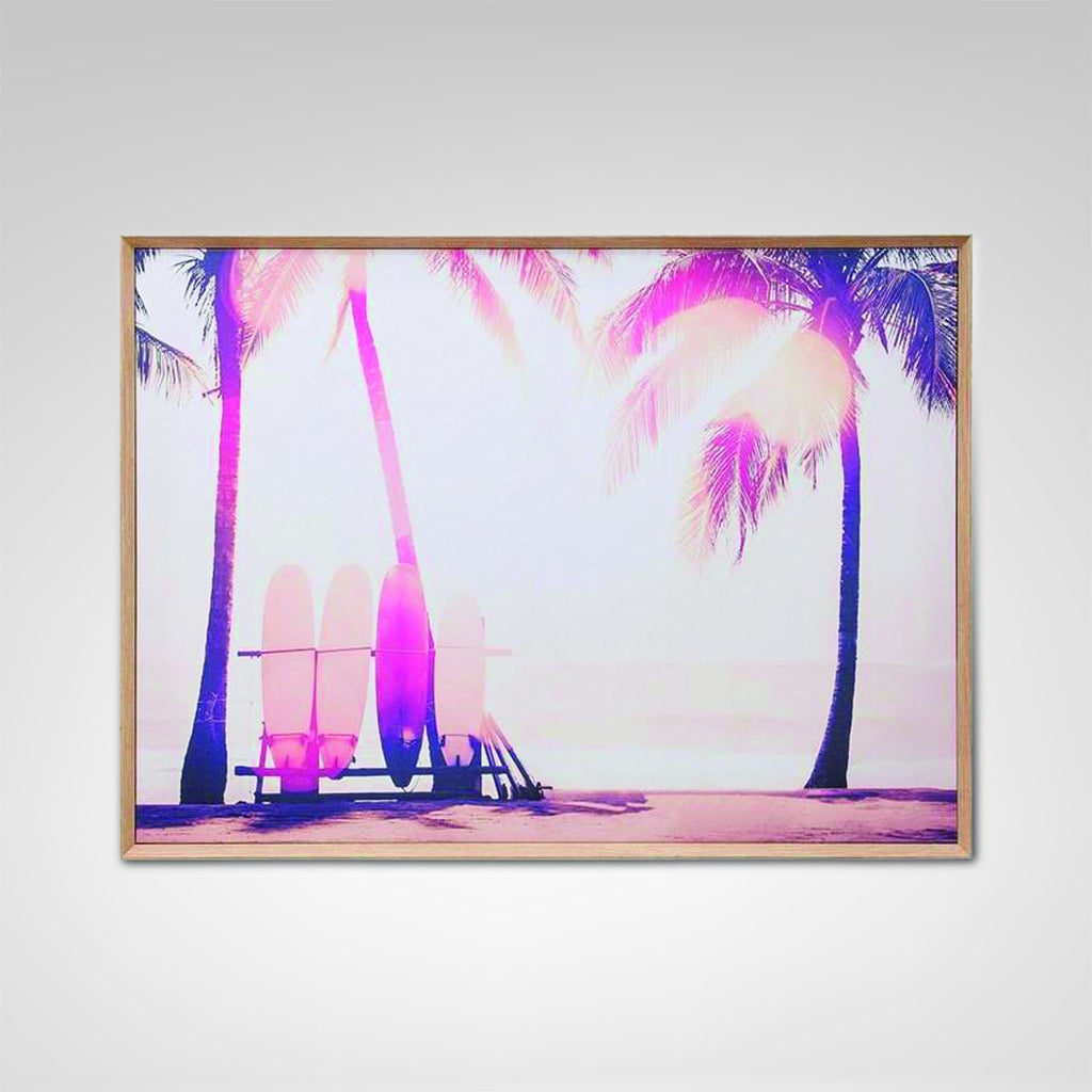 Surfboards & Palm Trees Framed Canvas