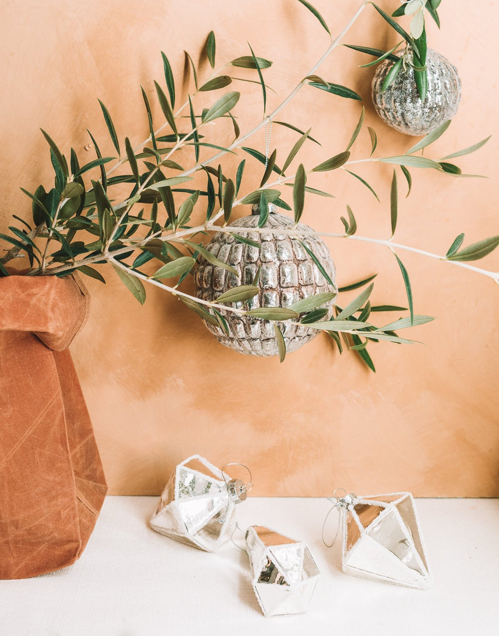 Silver & Gray Glass Ball Ornament