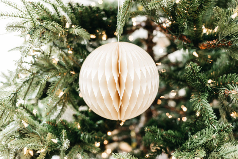 Wish Paper Decorative Ball Ornaments - Ivory with Gold Glitter Edges