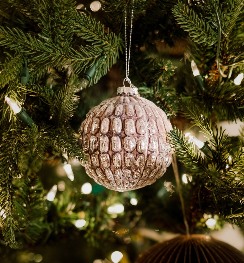 Silver & Gray Glass Ball Ornament in Various Sizes