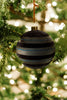 Blue Flocked Stripped Glass Ornament-3"