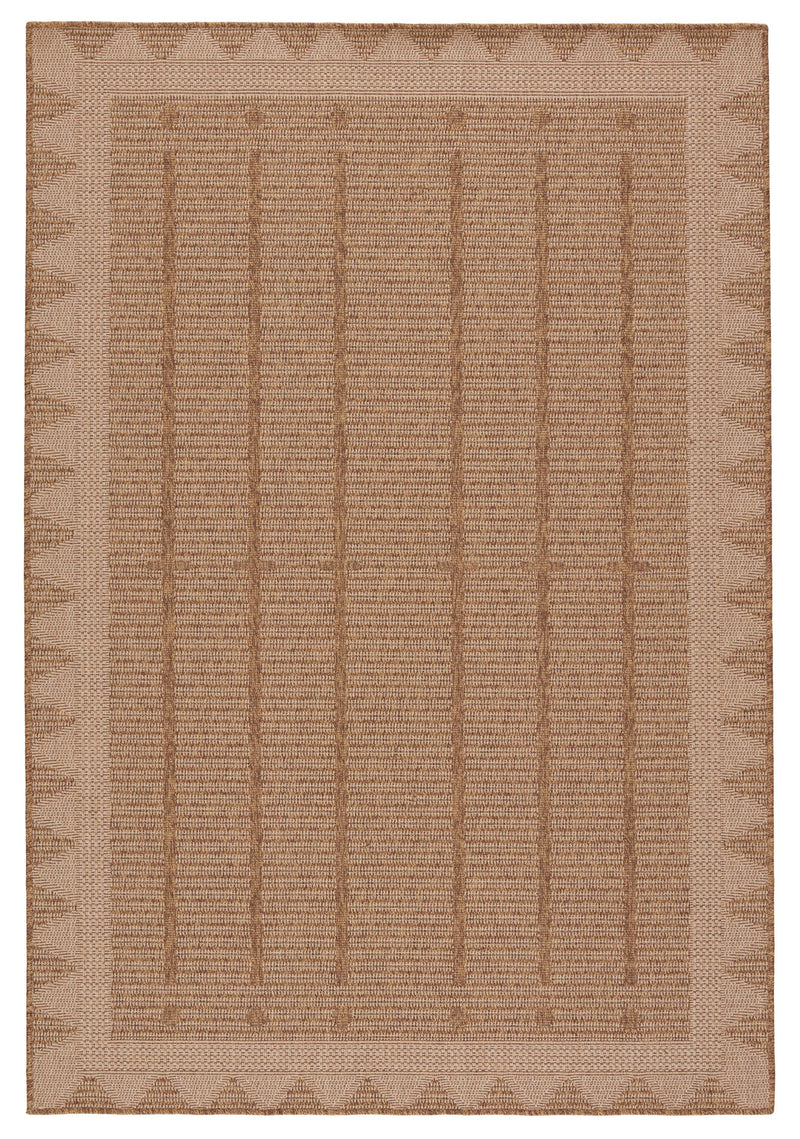 Akamai Indoor/Outdoor Border Beige & Light Brown Rug