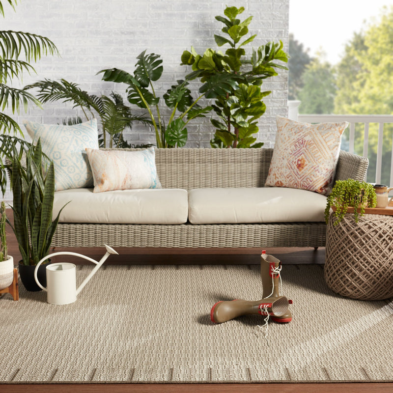 Poerava Indoor/Outdoor Border Grey & Taupe Rug