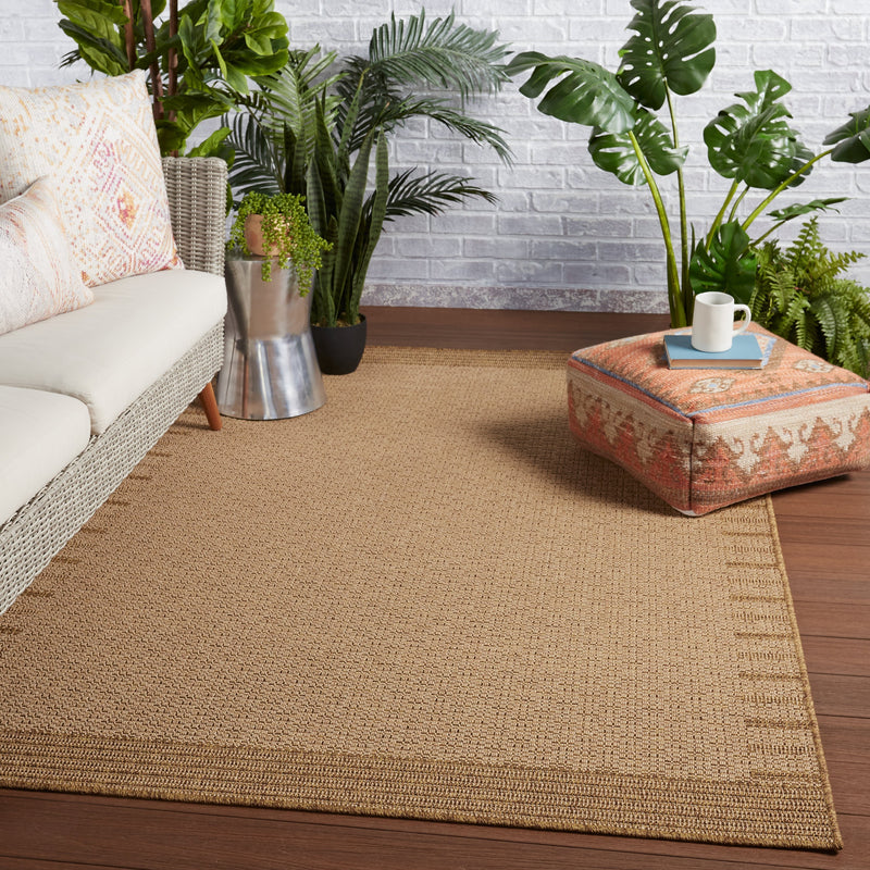 Poerava Indoor/Outdoor Border Beige & Light Brown Rug