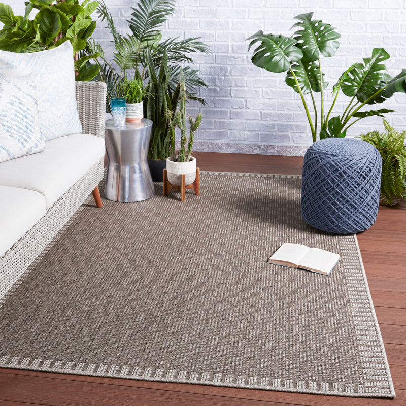 Iti Indoor/Outdoor Border Taupe & Grey Rug