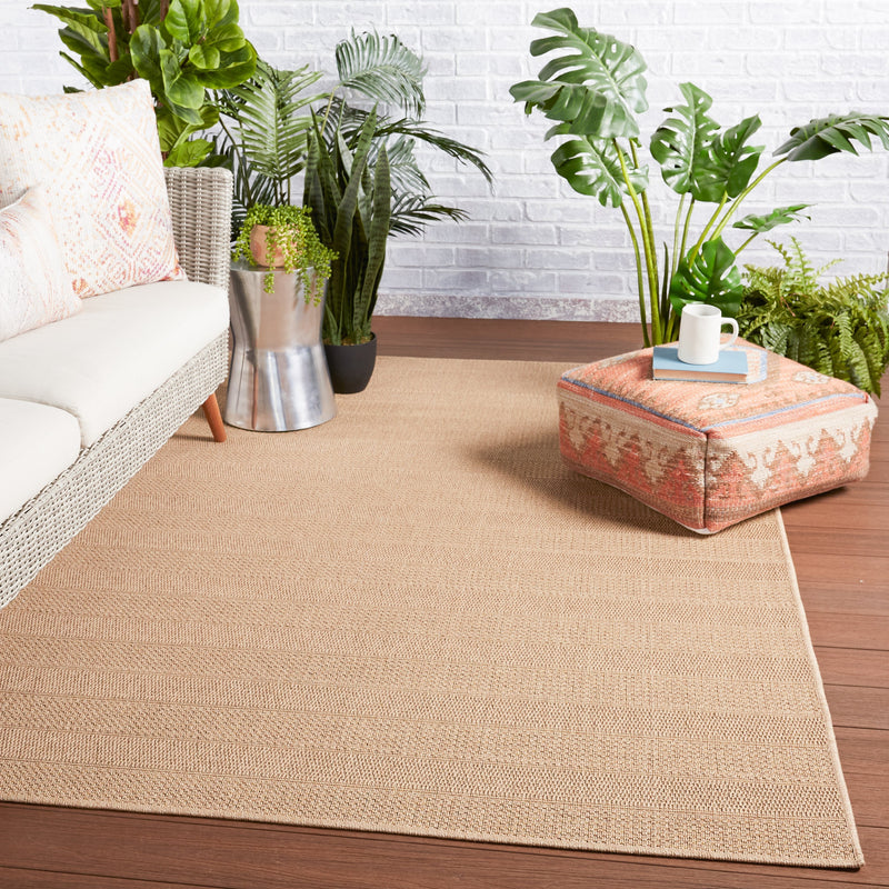 Avae Indoor/Outdoor Striped Beige & Light Brown Rug