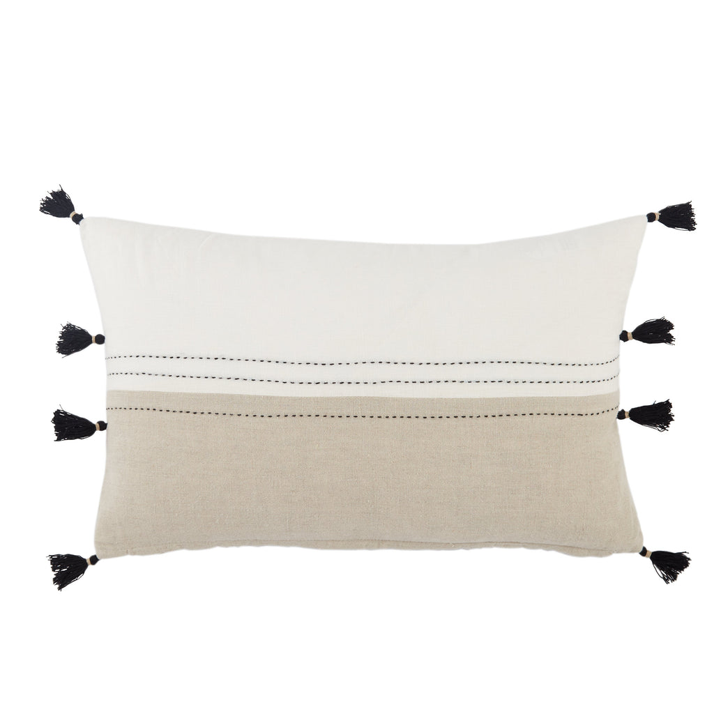 Yamanik Stripes Pillow in White & Beige by Jaipur Living