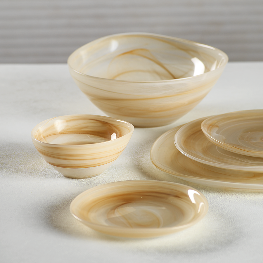 Mallorca Free Flow Alabaster Glass Plate - Sand in Various Sizes