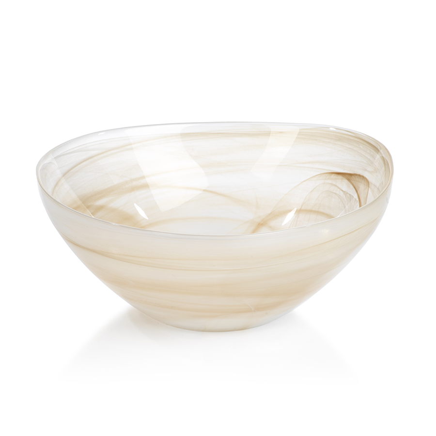 Mallorca Free Flow Alabaster Glass Bowl - Sand, in Various Sizes