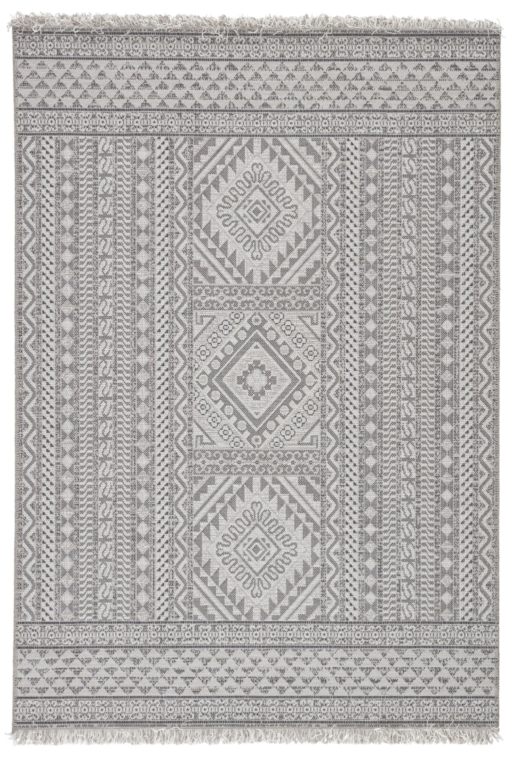 Inayah Indoor/Outdoor Tribal Gray & Light Gray Rug