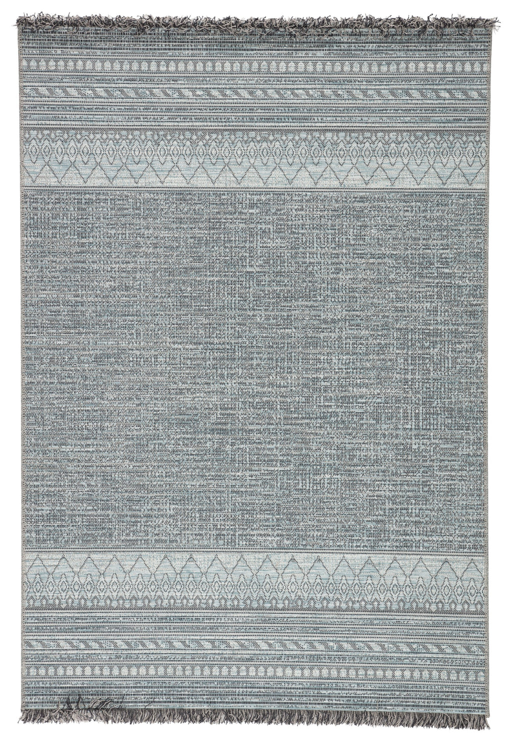 Rao Indoor/Outdoor Border Gray & Light Blue Rug