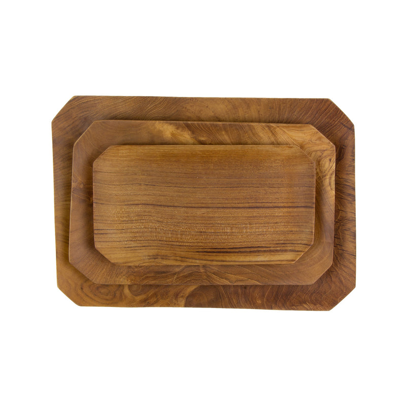 Teak Root Bevelled Tray in Various Sizes