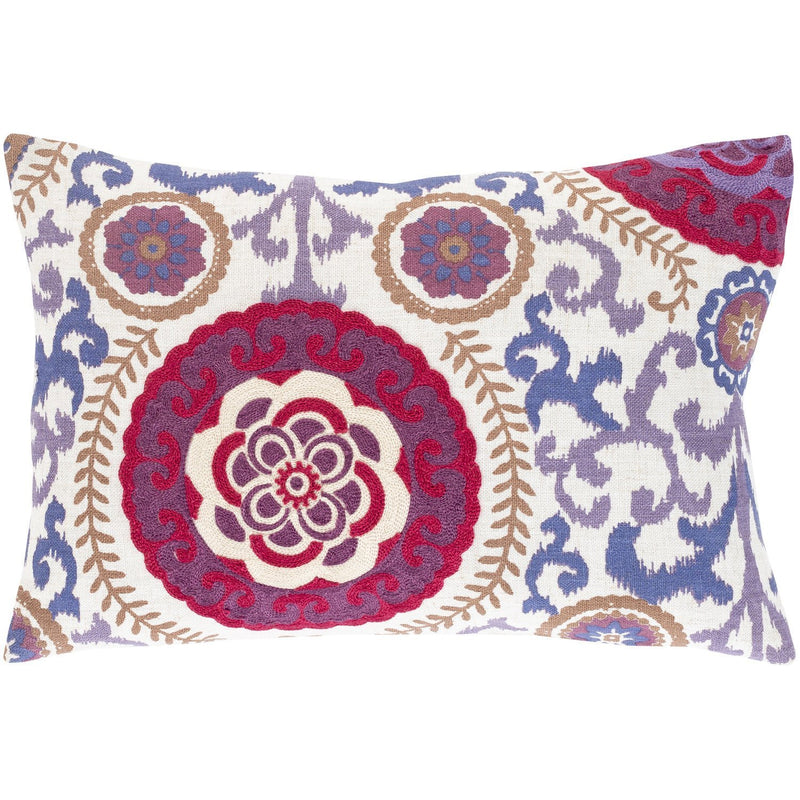 Termez TMZ-005 Woven Lumbar Pillow in Ivory & Eggplant by Surya