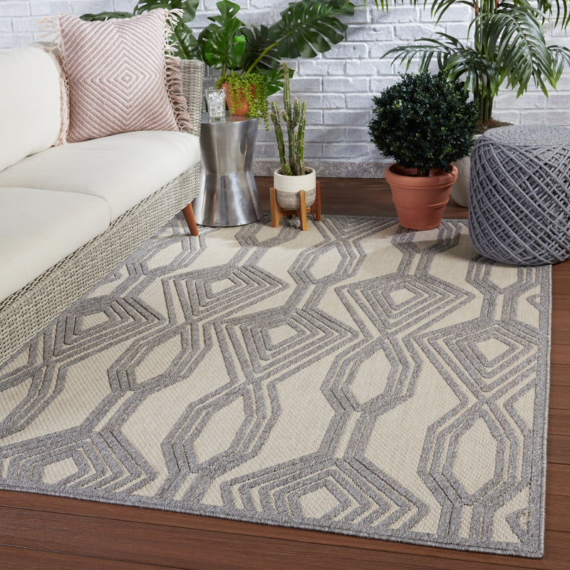 Tajiri Adana Indoor/Outdoor Cream & Gray Rug by Nikki Chu 6