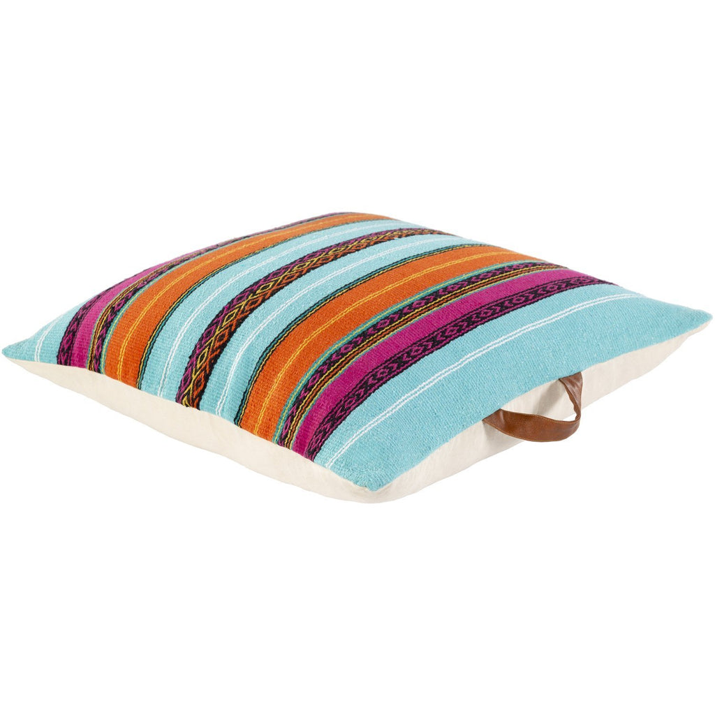 Toluca TOU-002 Hand Woven Pillow in Aqua & Bright Pink by Surya